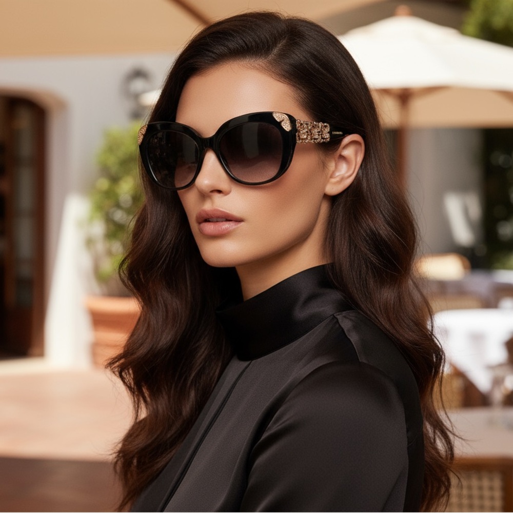 Bvlgari Women's BV8162B 5383/8G Crystal/Black Cat Eye Sunglasses 55mm Bulgari